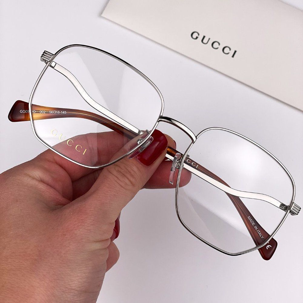 🔥 Gucci GG0973O 002 Eyeglasses Silver Metal Women